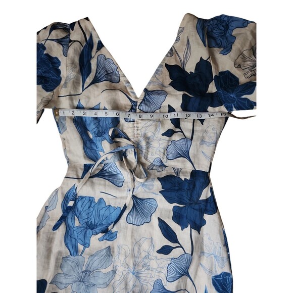 Encantadore Simone Pangui Linen Floral Maxi Dress Womens S V-neck Coastal Resort - Picture 6 of 10
